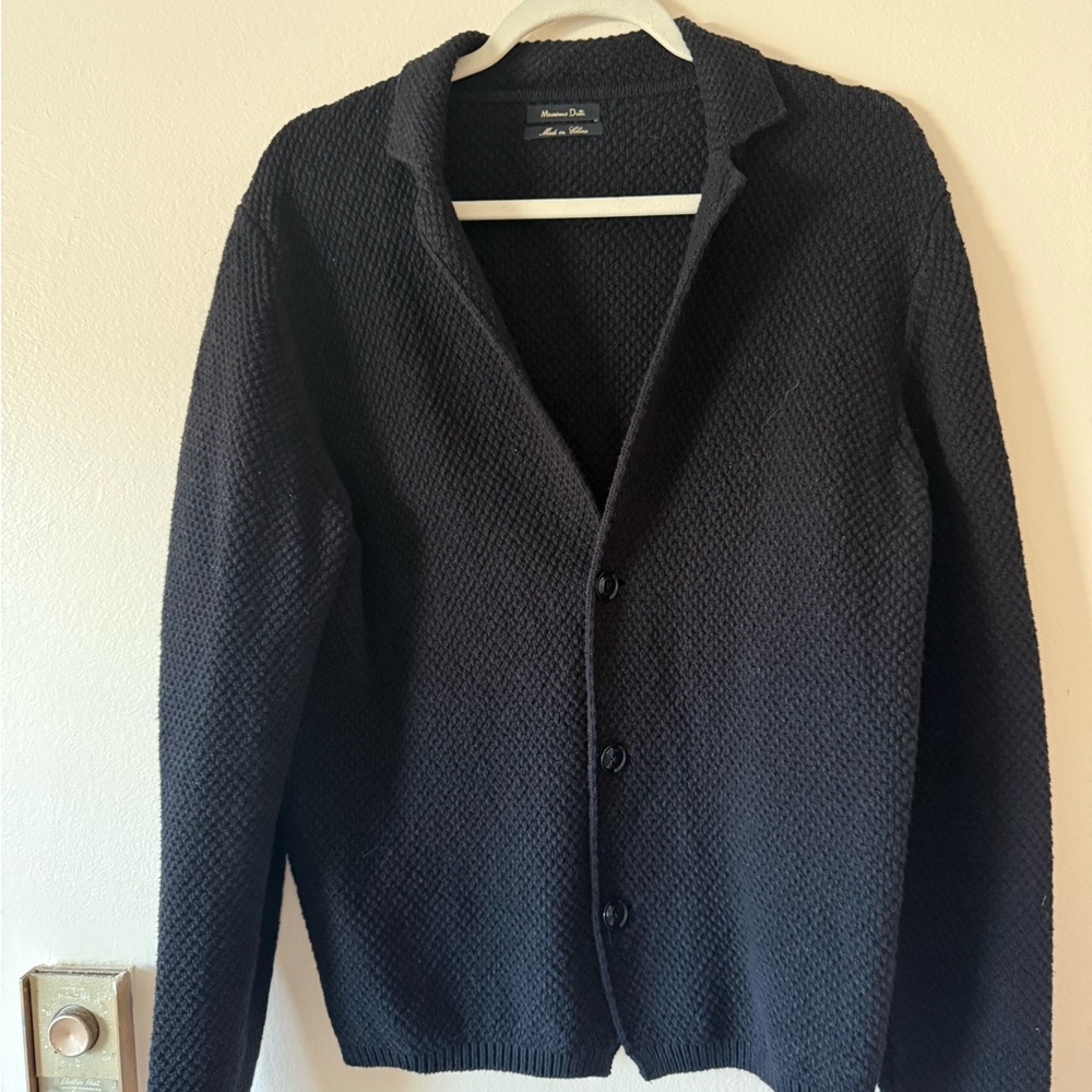 Massimo Dutti Black Cardigan Sweater V-Neck Long Sleeve